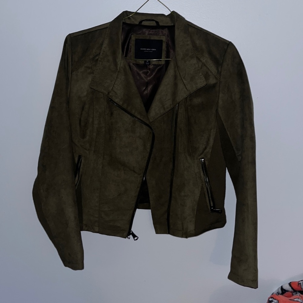 Marc New York olive green faux suede jacket